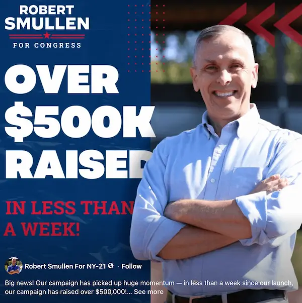 Facebook post claiming over $500K raised